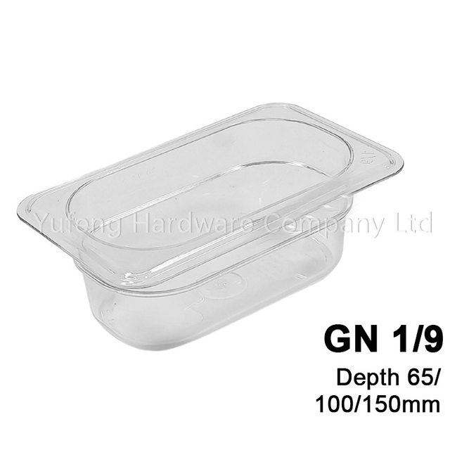 Commercial Kitchen Pans Polycarbonate GN Pan 1/9 65MM 100MM 150MM 200MM Deep 