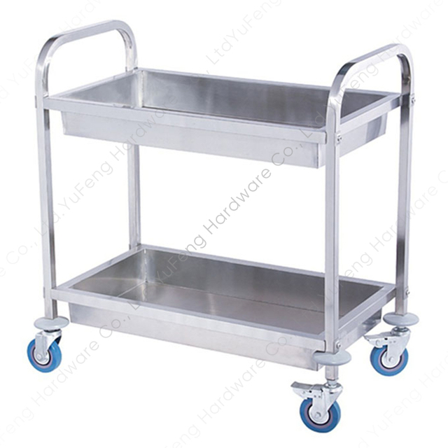 Stainless Steel Dining Collecting Cart Restaurant Utility Trolley Bussing Cart
