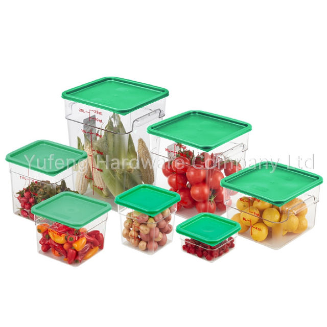 Square Clear Commercial Food Storage Bin Plastic Containers with Lids