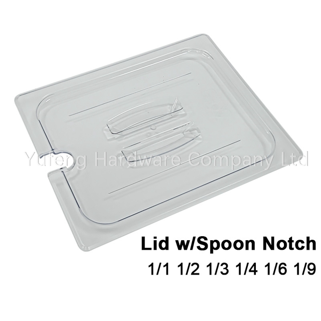 PC GN Pan Lid With Spoon Notch and Handle 