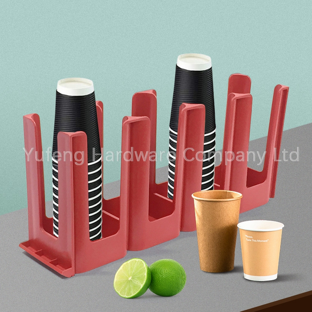 Disposable Coffee Cup Dispenser Paper Cup And Lid Holder for Countertop Coffee Station Bar Restaurant Breakroom, Black / Red