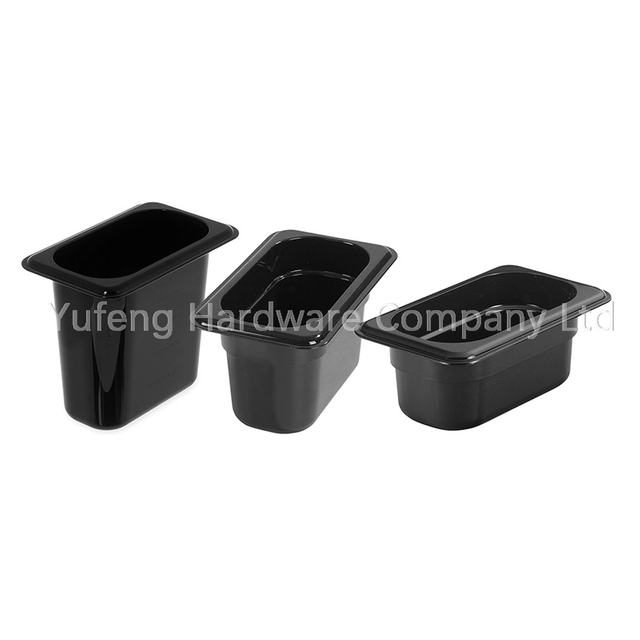 1/9 Size Food Pan Polycarbonate Black Color Plastic Food Storage Containers